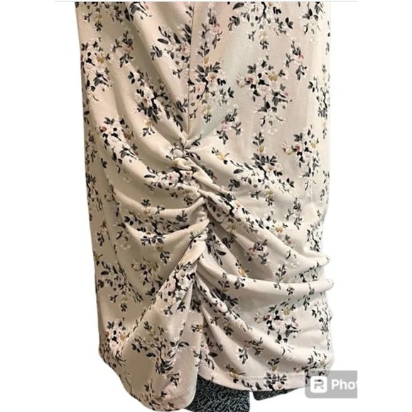 Jesse and J Maternity Blouse Grey Floral Stretch Ruched Pullover Top‎ M - Picture 3 of 8